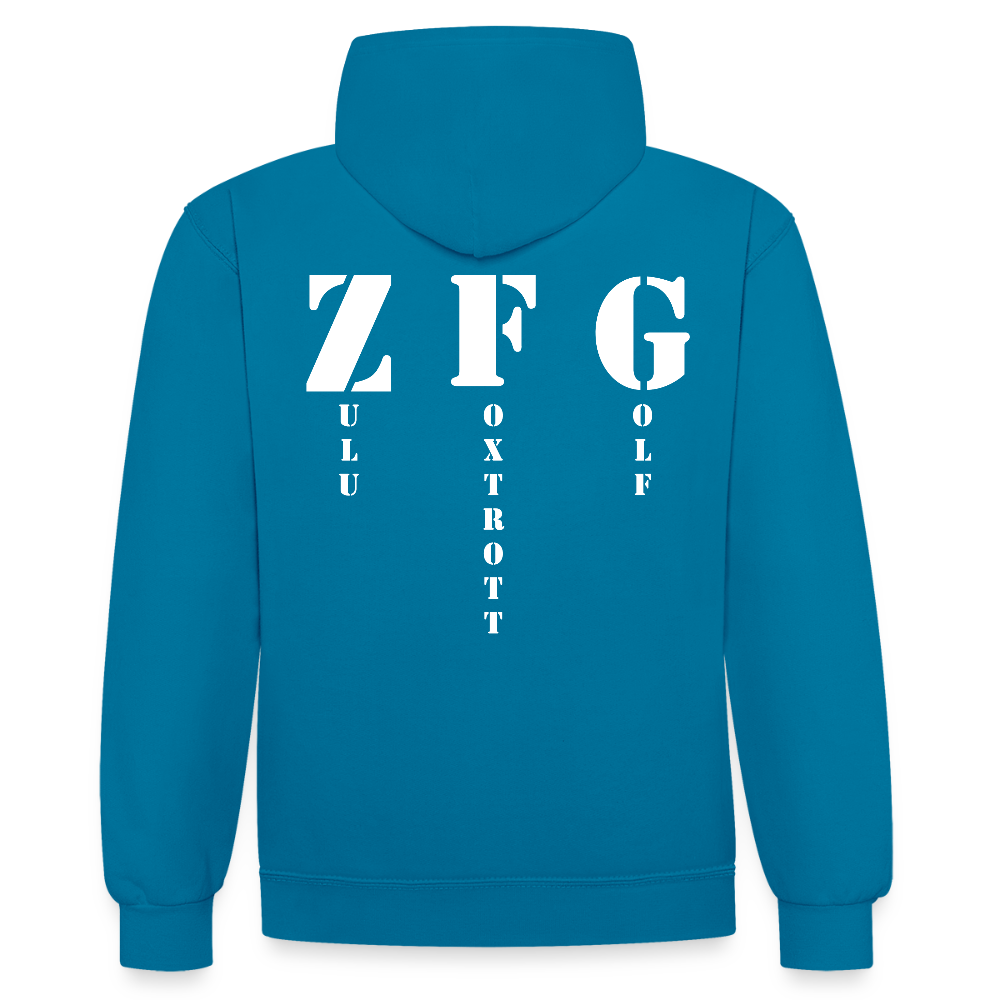 Hoodie ML - Pfauenblau/Grau meliert