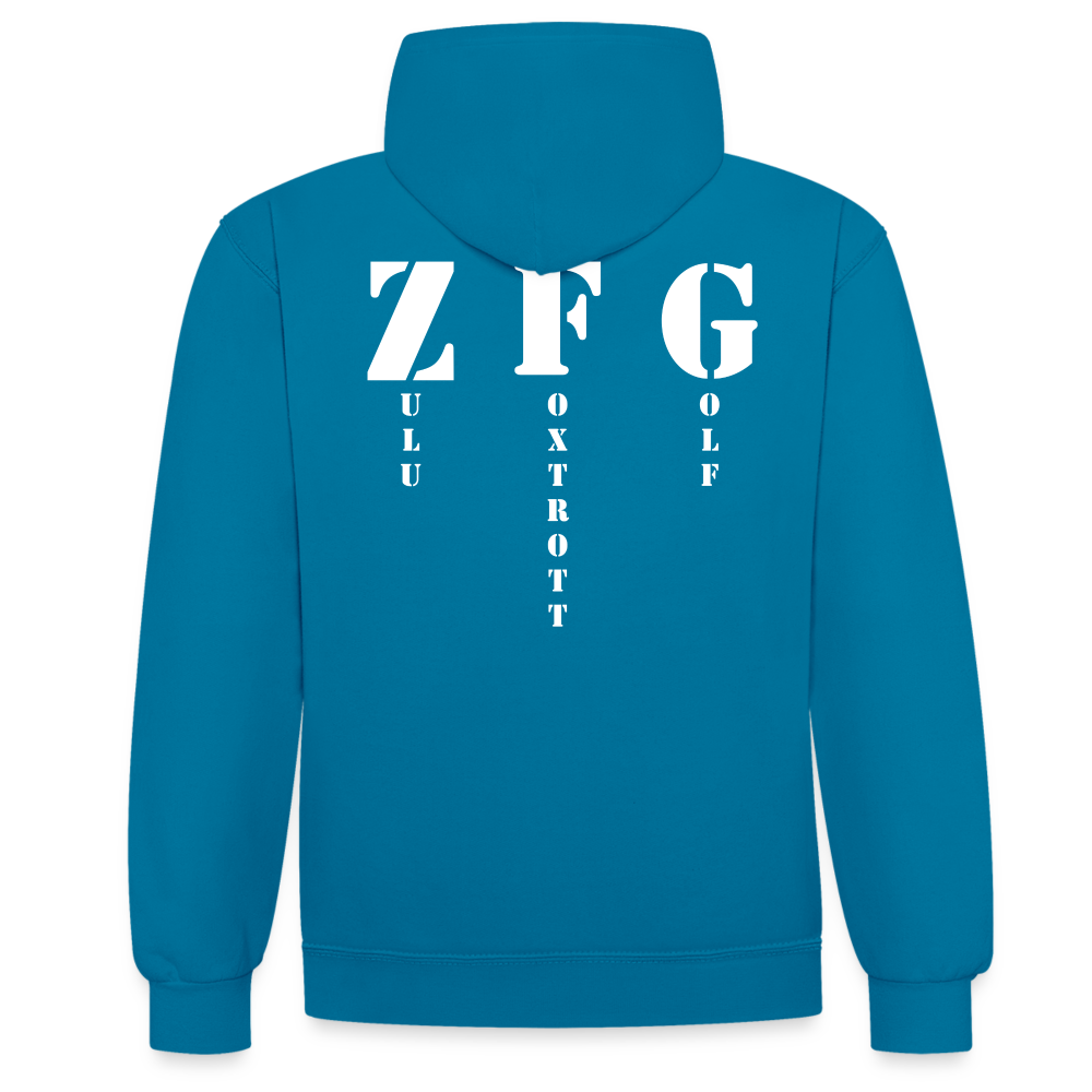Hoodie DB - Pfauenblau/Grau meliert