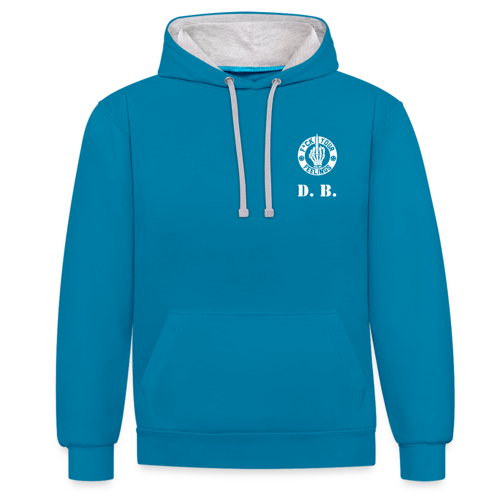 Hoodie DB - Pfauenblau/Grau meliert