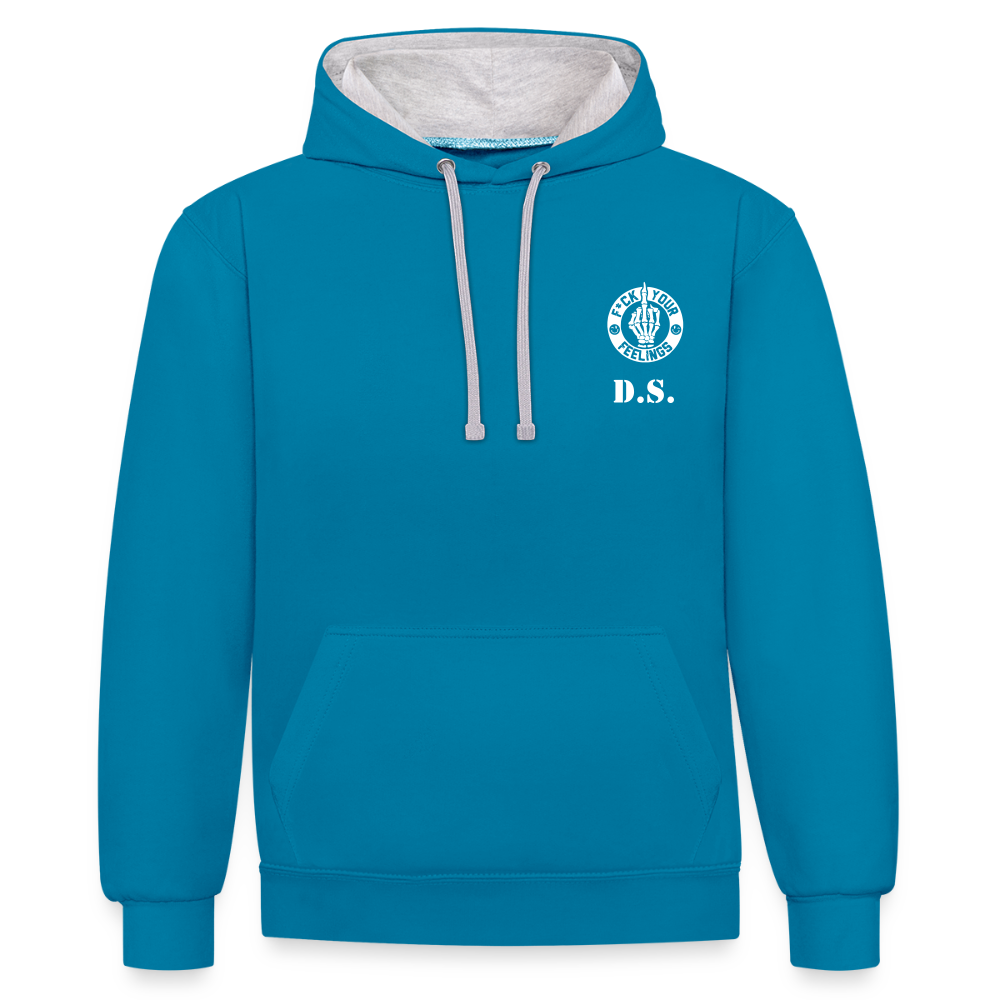 Hoodie  DS - Pfauenblau/Grau meliert